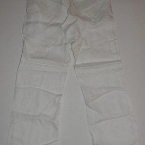 Men's Pure White Washable Linen Drawstring Pants by Bruno New York, Size Small